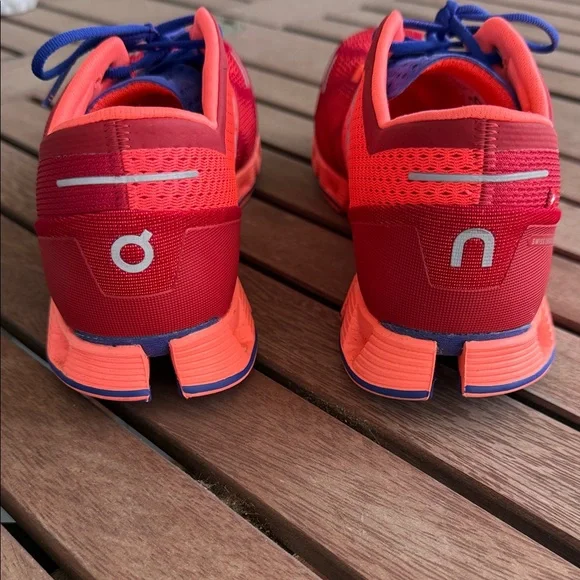 On Running Women's Cloud X Red and Blue Athletic Shoes - Picture 4 of 8